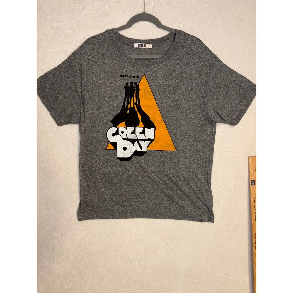 Green Day Letluv Graphic T-Shirt‎ Large Heather Grey East Bay Punk Rock Tee
